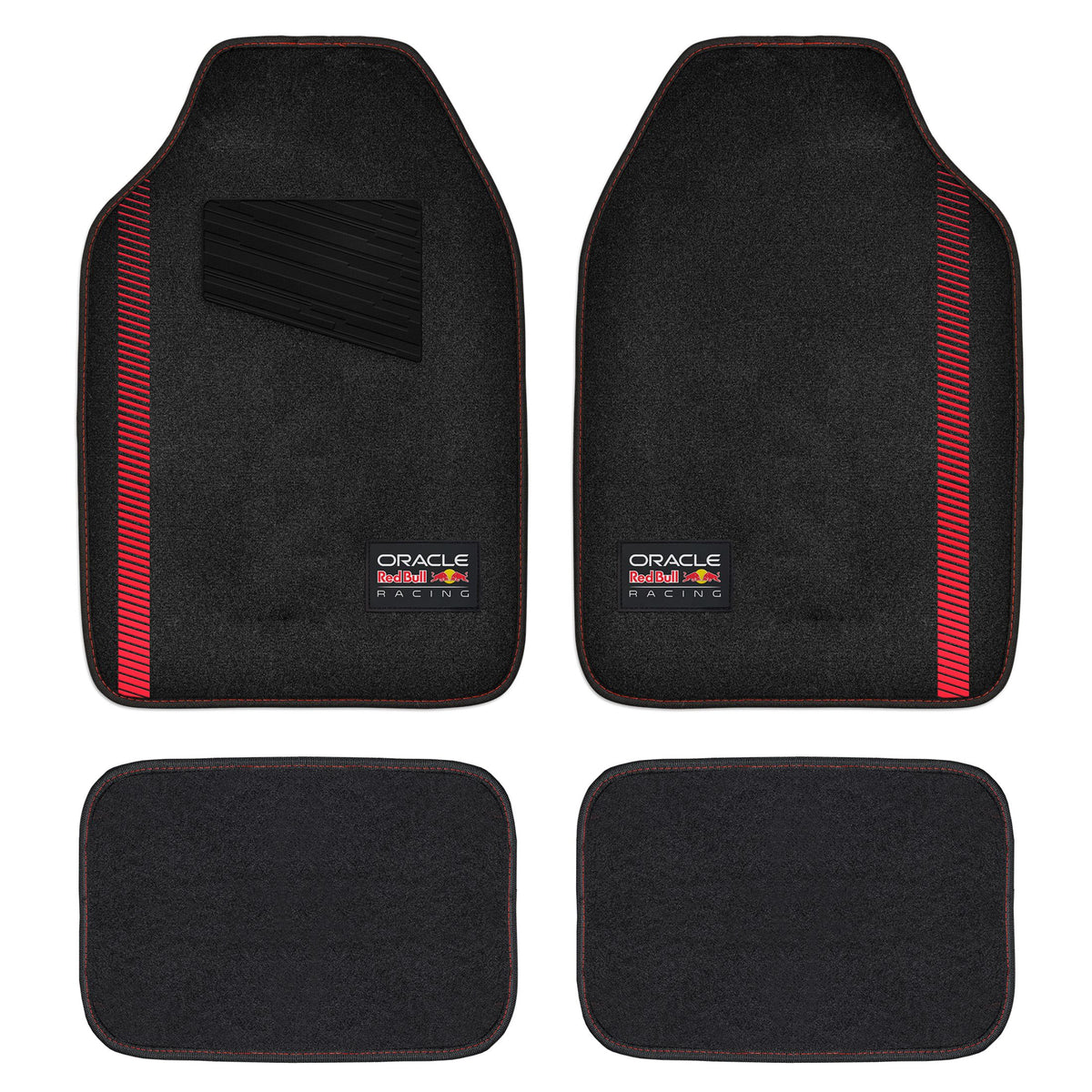 Oracle Red Bull Racing Carpet Car Floor Mats, 4-Piece Set, Black/Red