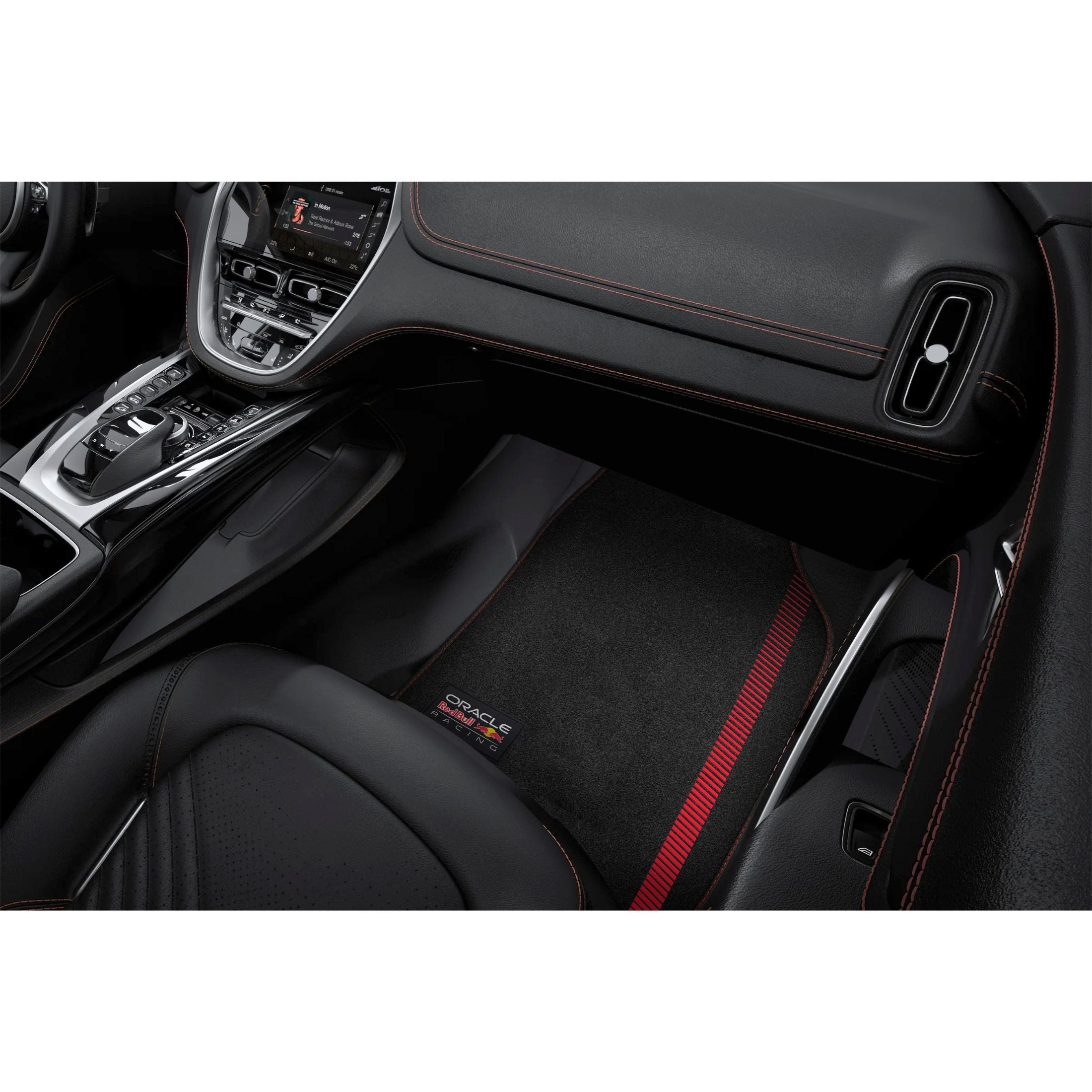 Oracle Red Bull Racing Carpet Car Floor Mats, 4-Piece Set, Black/Red